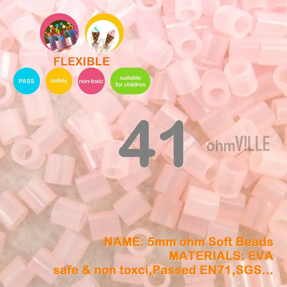 

Hot Sale!!! 5mm Soft Flexible Ohm Beads ( Pearl Pink- Id:41 ) 90 Colors For Choose Hama Beads Activity + Free Shipping