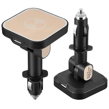 Car Charger USB Port Qi Fast Wireless Charging Stand Pad Magnetic Cigarette Lighter Car Charger for iPhone Samsung Smart Phone