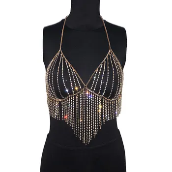 

BeUrSelf Sexy Body Jewelry Night Party Rhinestone Dance Dress Belly Waist Chain Bra Chain Jewelry for Women