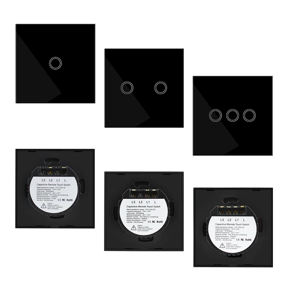 Smart Home Wall Touch Switch Smart Touch On/Off Switch White Gold Black 170-250V 1/2/3-Gang Waterproof Fireproof Smart Home Wall Touch Switch Smart Touch On/Off Switch White Gold Black 170-250V 1/2/3-Gang Waterproof Fireproof