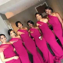 Recién un hombro 2019 nigeriano fucsia boda invitado vestido Formal vestidos sirena