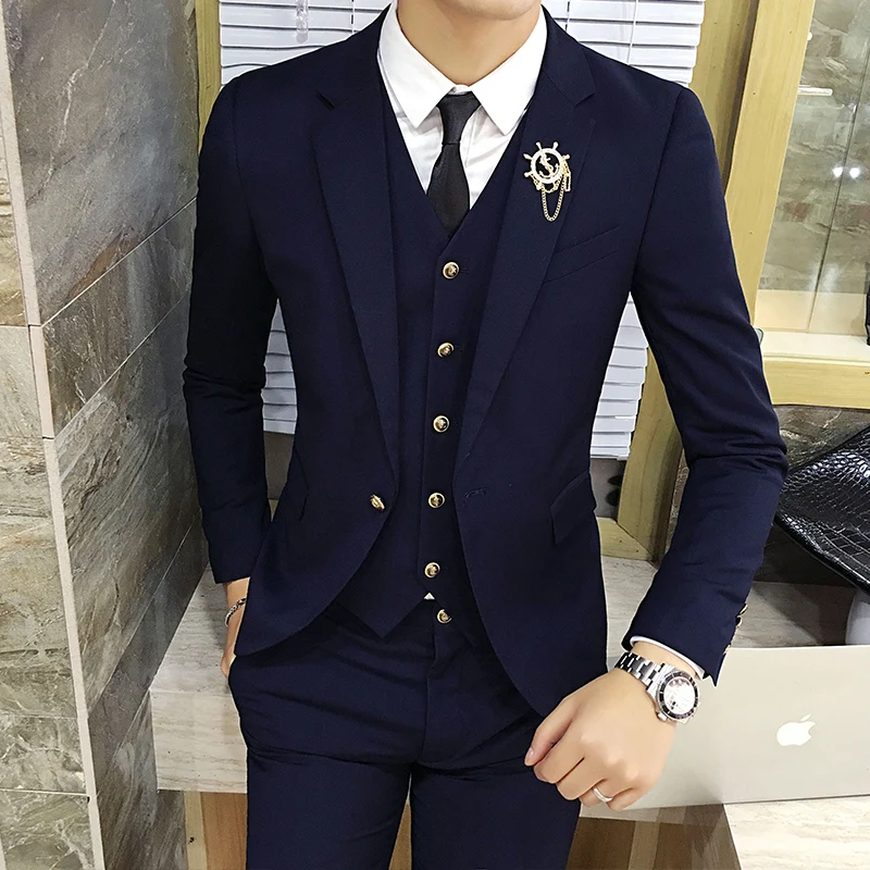 2017 new suit men's three sets of Korean style casual