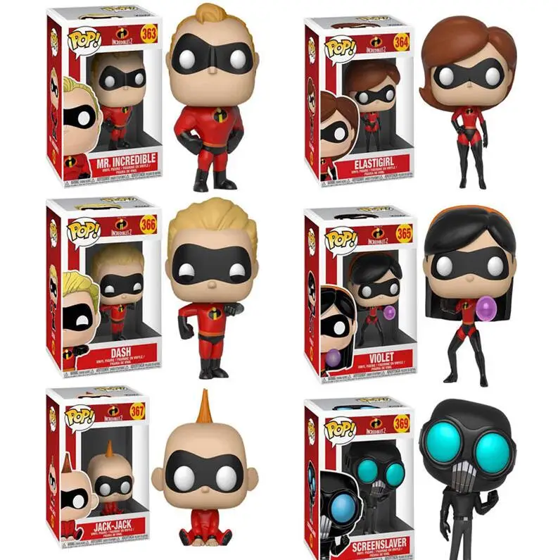 

2019 FUNKO POP The Incredibles2 JACK VIOLET ELASTIGIRL DASH PVC Action Figure Collection Model Toys