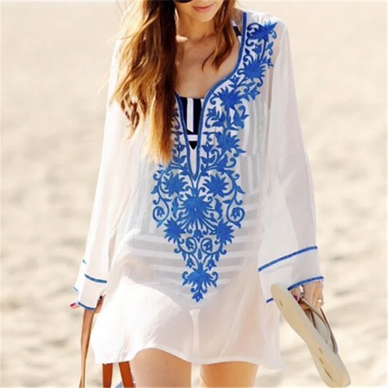 Us 1015 49 Offbeach Cover Up Rayon Swimwear Ladies Loose Soft Poncho Beach Wear Robe De Plage Women Kaftan Saida De Praia New Arrivals In