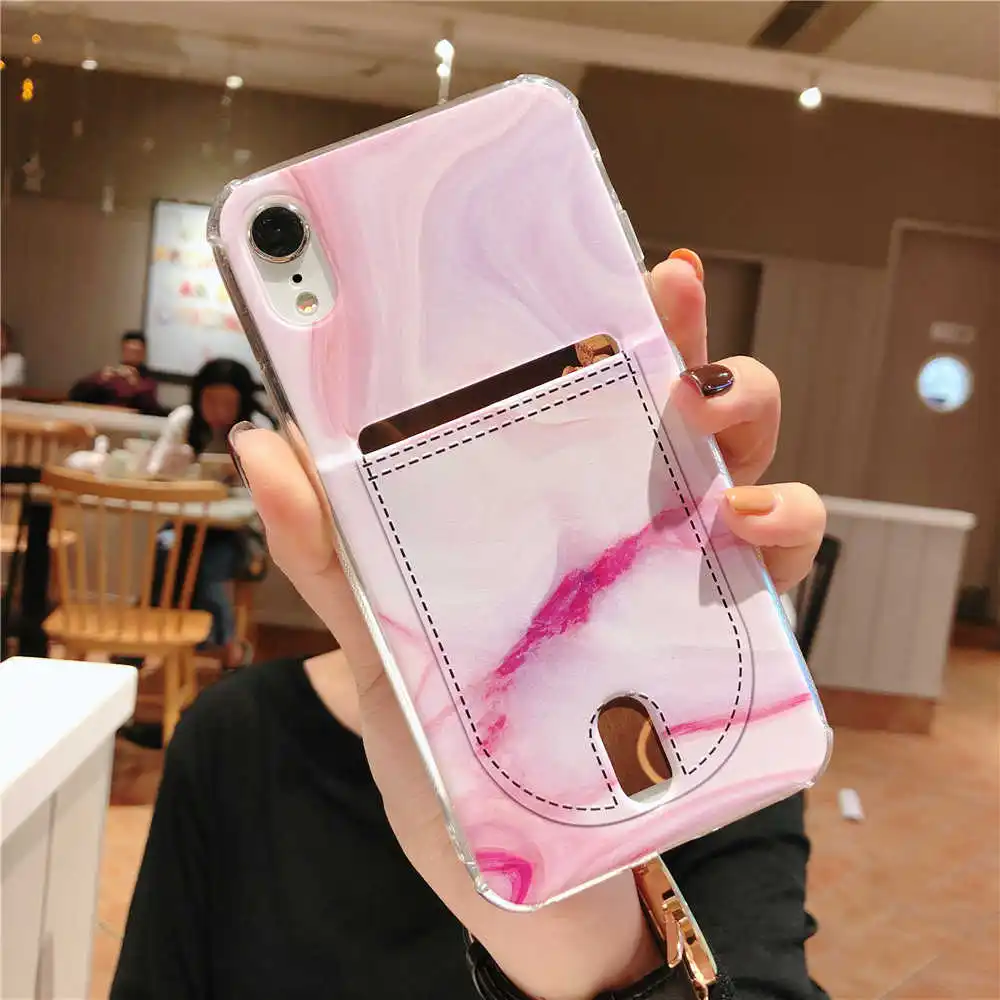 For Iphone X Case Marble TPU Case for Iphone 8 8Plus Credit Card Holder Back Cover for iphone 6 6plus 7 7plus Protective shell (10)