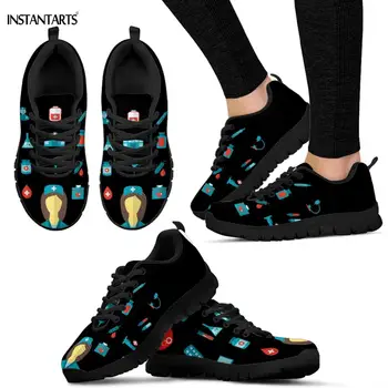 

INSTANTARTS Cartoon Nurse/Hospital Equipment Printed Adults Running Shoes Outdoor Athletic Female Sports Shoes Casual Sneakers