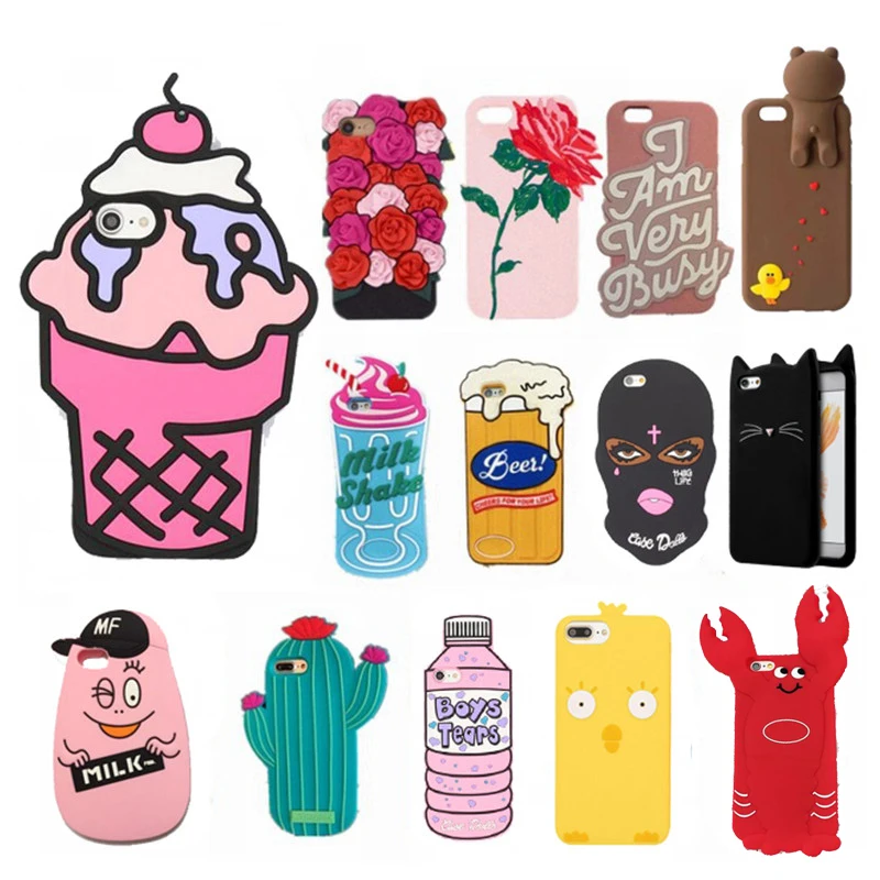

Seonstai Fashion 3D Cartoon Silicone Phone Case For iPhone 6 Cases 6S 6 Plus for iPhone 7 8 Plus Cases Rubber Cover Capa Fundas