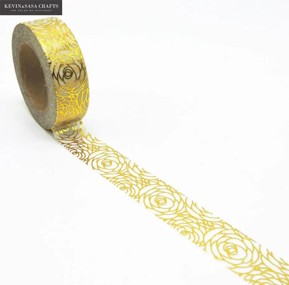 

Foil Washi Tape Golden Rose Office Adhesive Scrapbooking Tools Kawaii Cute Decorative Christmas Craft Gift Paper Crafts Diy