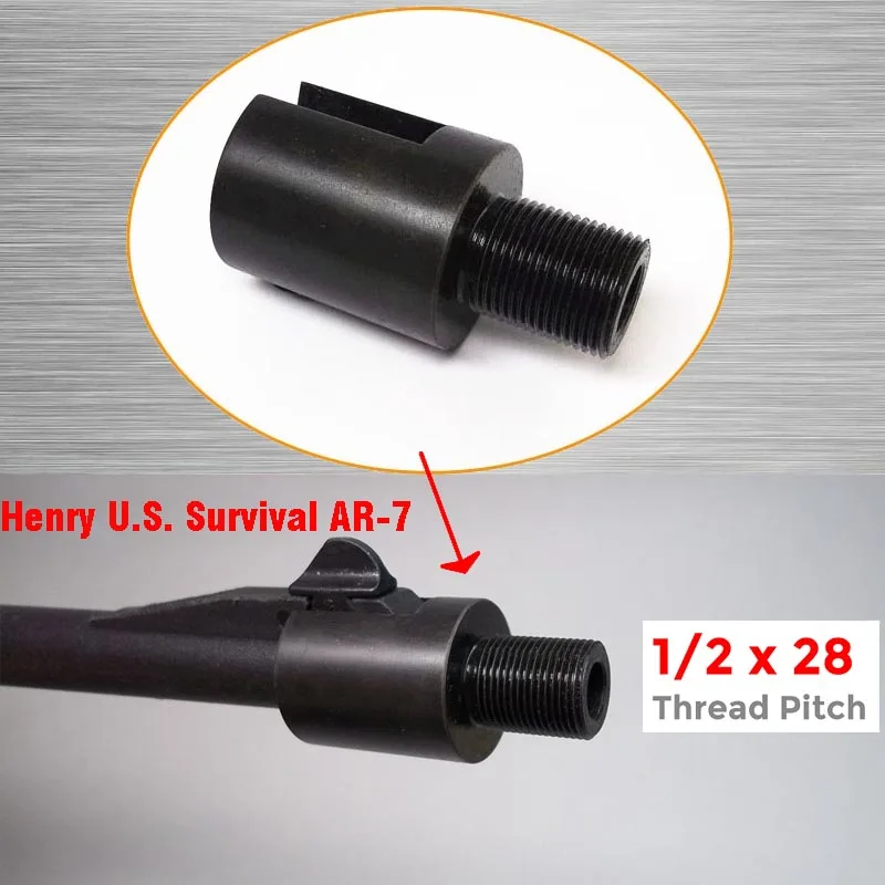 AR7 New! Stainless Steel Barrel End Threaded Adapter 1/2-28 for Survival Rifle 