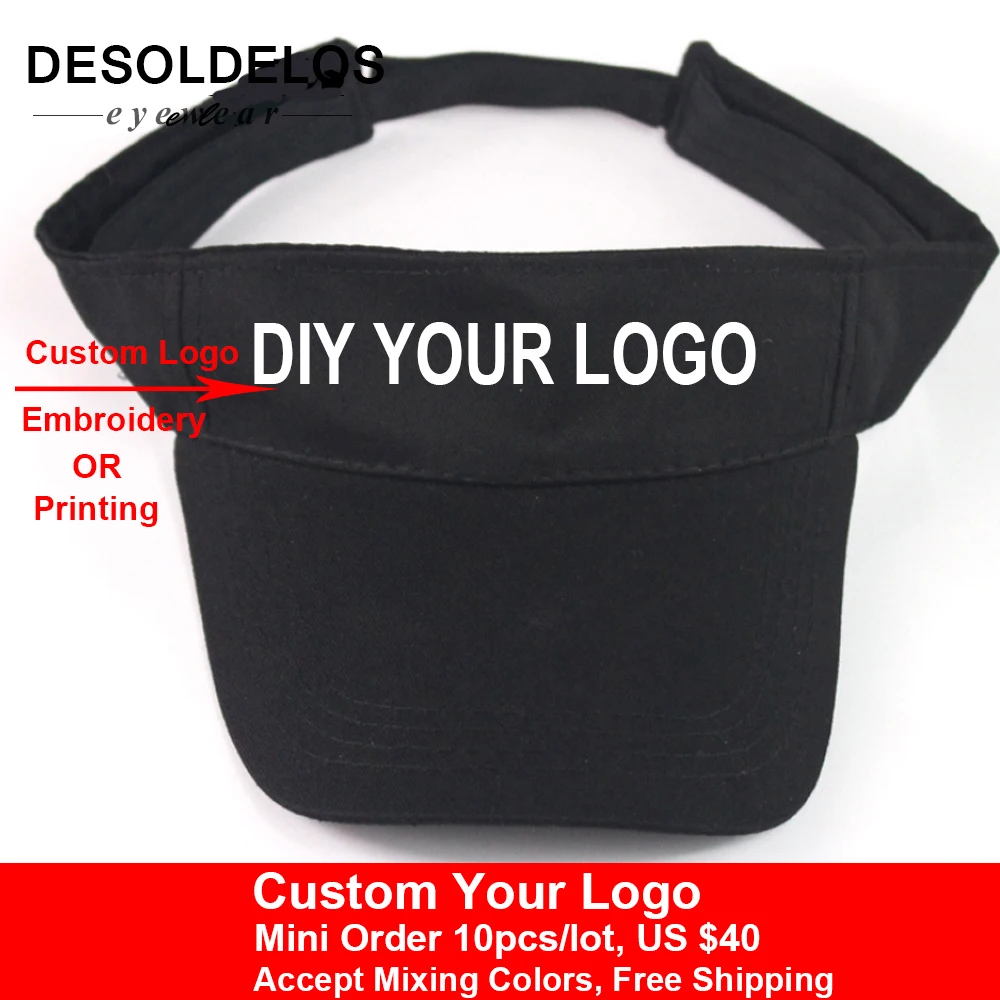 

2019 New Visor Caps Women Open Tops Customized Adjustable Hats LOGO Printing Candy Color Adult Baseball Sun Caps 10pcs/lot