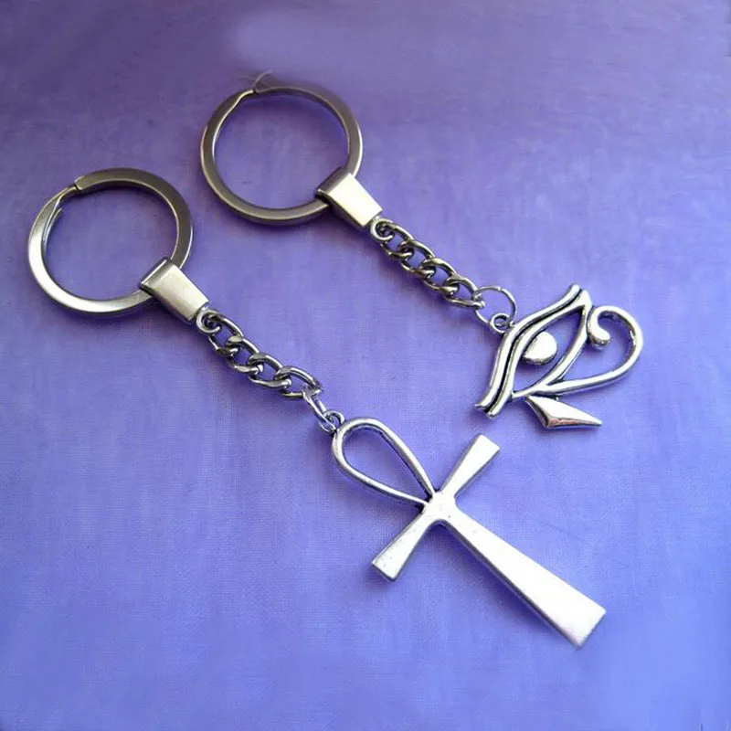

New Egypt Eye of Horus Ankh Cross Charm Pendant Decorative Key Chain Key Ring Decoration Purse Bag Backpack Jewelry Gifts