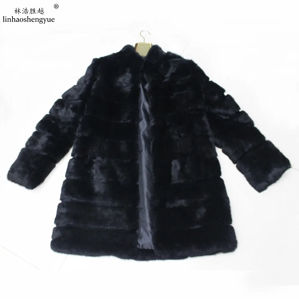 

Linhaoshengyue women Real rabbit fur long coat fashion winter rabbit fur coat