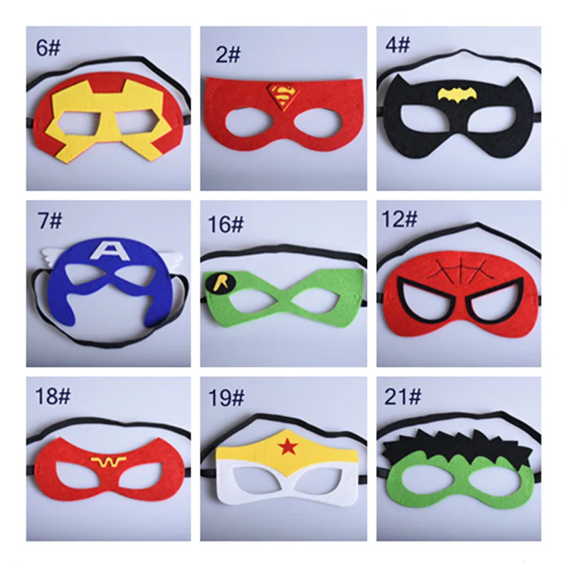 

superhero Avengers kids felt masks Christmas Halloween spiderman ironman flashman hulk cosplay Party Masquerade Costumes Masks