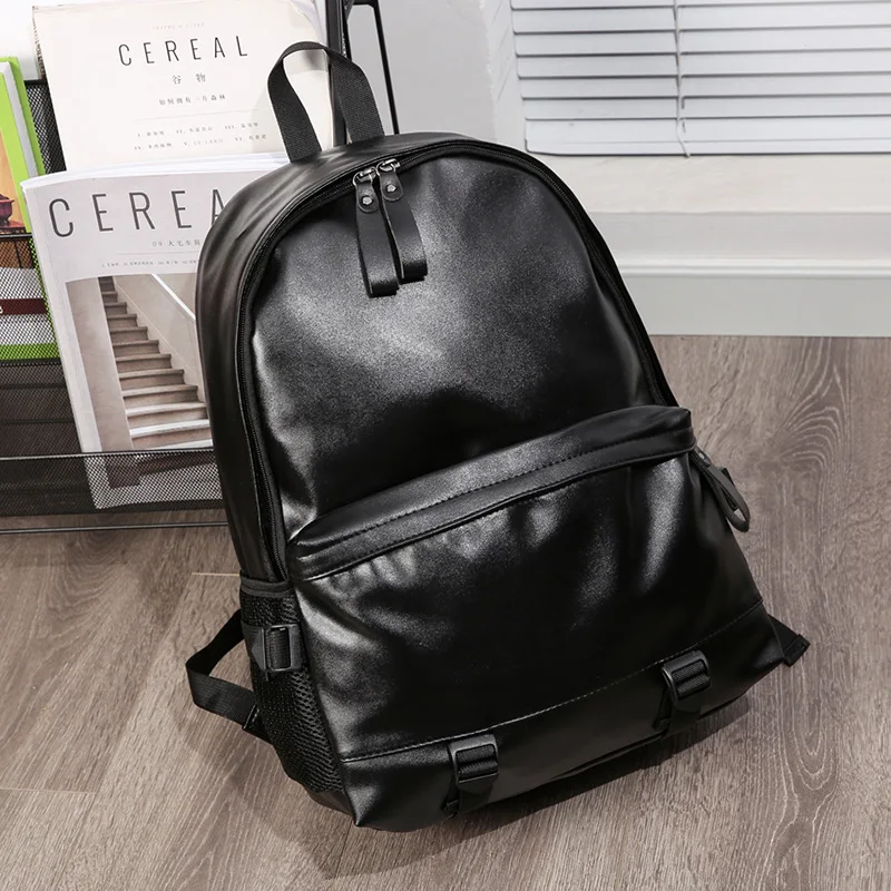 

Men Backpack Leather School Backpack Bag Fashion Waterproof Travel Bag Casual Leather Book bag Male