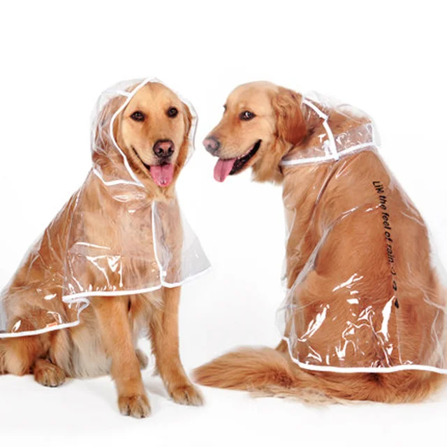 HOOPET Dog Raincoat Transparent Pet Dogs Clothes Waterproof Rain Coat With Hoody For Large Dogs Rainwear Waterproof Cloak Cloth