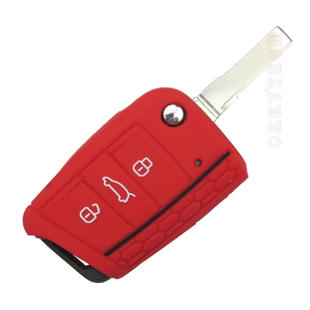 Okeytech силиконовый резиновый чехол для автомобильного ключа VW key Polo 2016 golf 7 MK7 Skoda