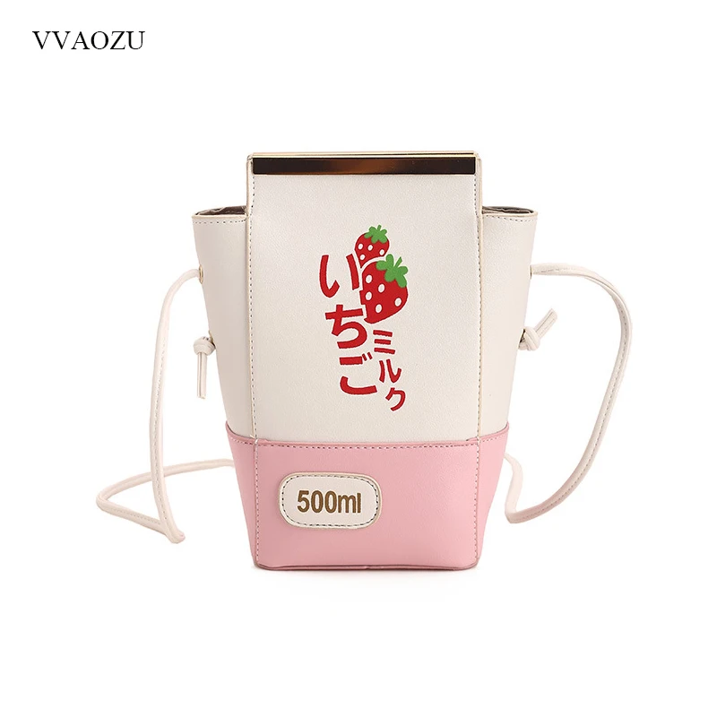 

Harajuku Design Cute Milk Box Handbag Contrast Color Shoulder Messenger Bag Japanese Girls Small Purse Bag Funny Handbags