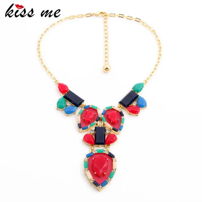 

Big Resin Stone Water Drop Pendants Fashion Choker Bib Necklace Clavicle Chain Spring Jewelry