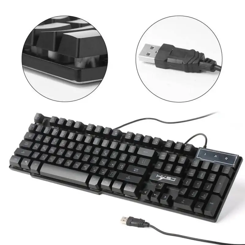 

R8 Russian Wired Gaming Keyboard 3-color Backlight Mechanical Hand Keyboard Keycap and Gap Simultaneously Illuminate