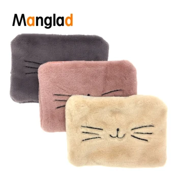 

Cute Plush Cosmetic Bag Women's Fluffy Cat Embroidered Handbag Large-Capacity Storage Pouch Make up Organizer Clutch Evening Bag