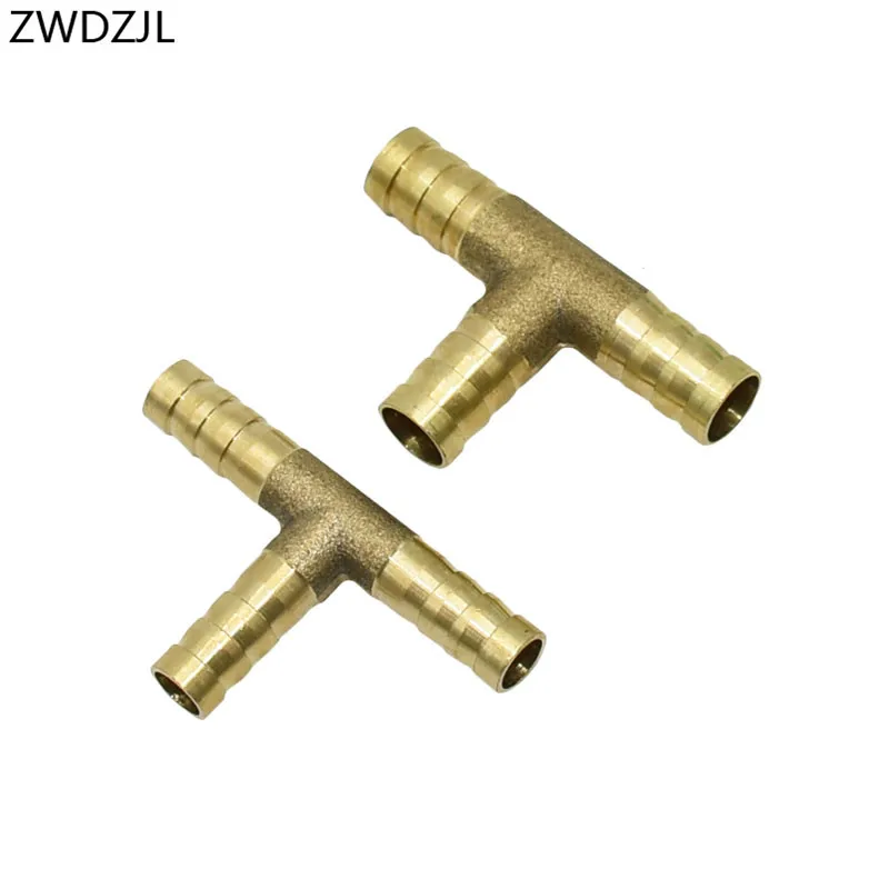 

T-Shape Brass Barb Hose Fitting Tee 8mm 10mm 3 Way Hose Tube Barb Copper Barbed Coupling Connector Adapter 2pcs