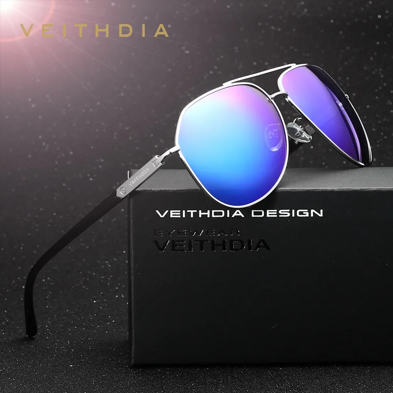 VEITHDIA модные унисекс HDPolarized солнцезащитные очки для мужчин с зеркальным покрытием