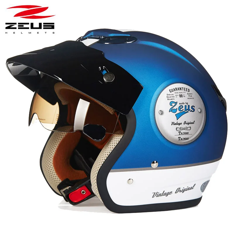ZEUS 381c Ретро мотоциклетный шлем Полулицо скутер Винтаж лицо 3/4 Электрический