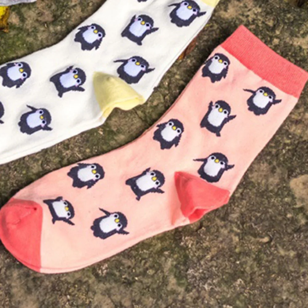 1 пара, модные женские мягкие хлопковые носки с мультяшным пингвином и животными, короткие носки, женские теплые удобные носки на зиму и осень