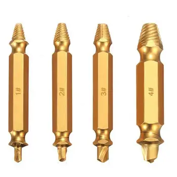 

4pcs/SetHSS Titanium Plated High Speed Steel Double Head Breakage Screw Extractor Remove Broken Bolt Tool Quickly