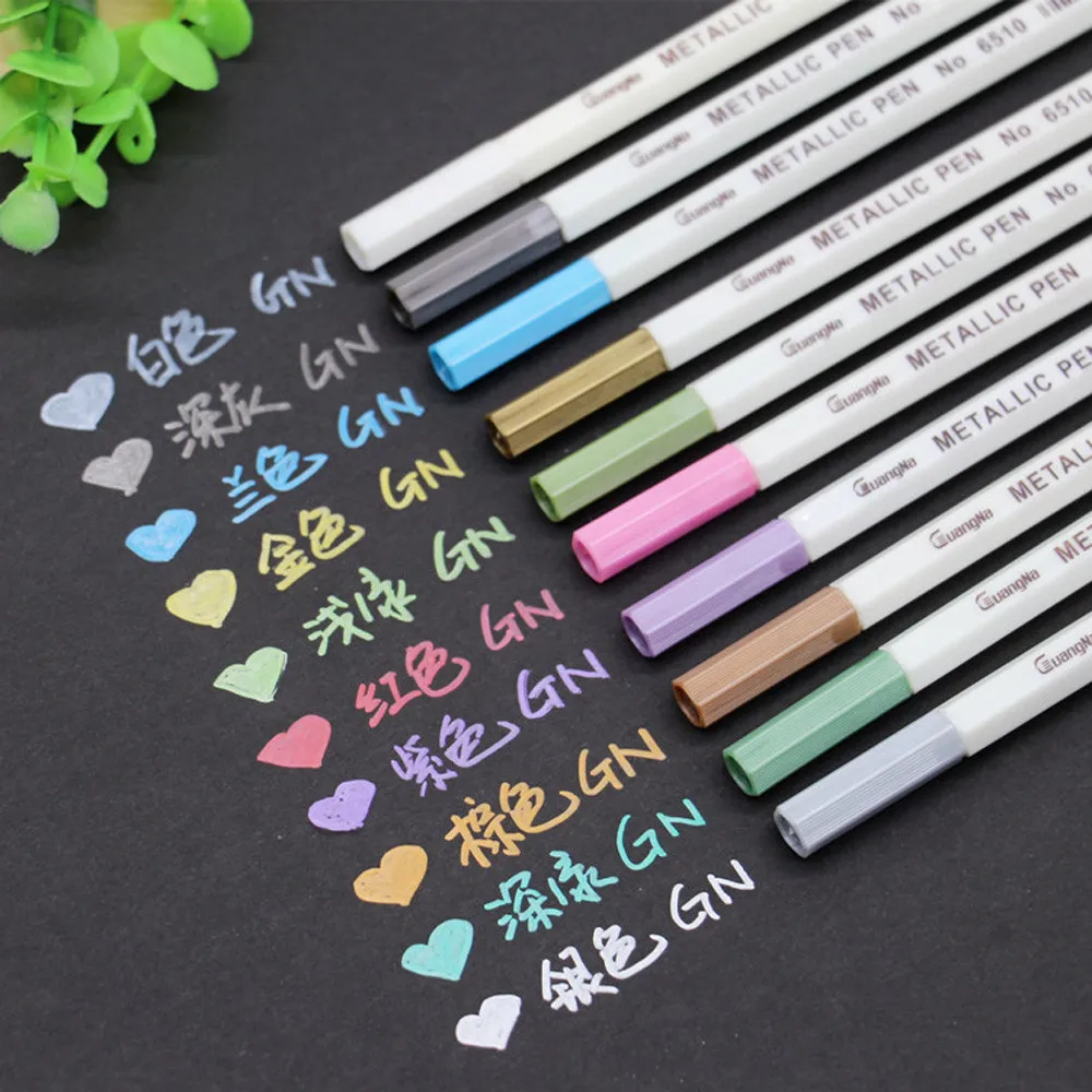 

10PC Metallic Pencil Set Marker Album Sketch Water Color Marker Brush Pen Sketch Marker Dual Head Drawing Art Brush Pens 2019
