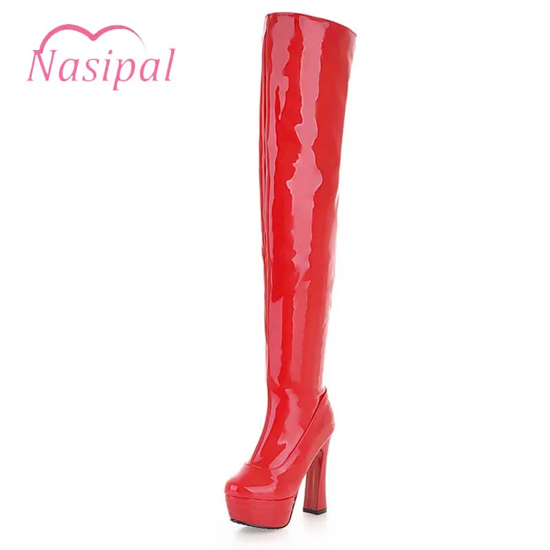 

Nasipal High Heels Thigh High Boots Thick Heels Sexy Long Boots Platform Pole Dance Boots NightClub Shoes Woman Wedding Shoes