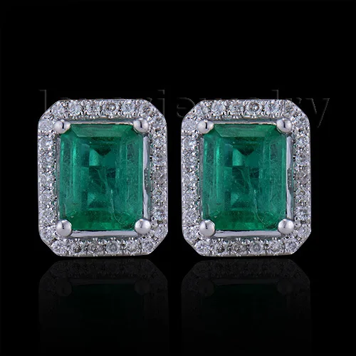 Женские серьги из белого золота с изумрудом 5 х7 мм 14кт|earrings fashion|earrings earringearrings emerald