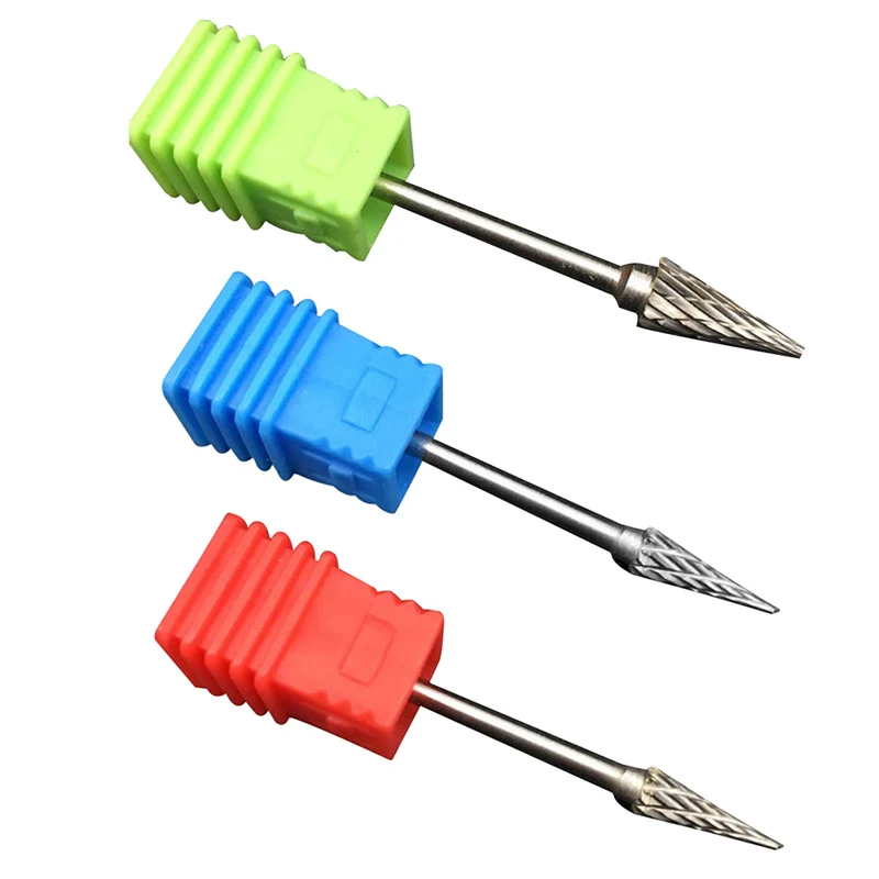 

1pc Blue Nail Cone Tip Tungsten Steel Drill Bits Electric Cuticle Clean Rotary For Manicure Pedicure Grinding Head Sander Tool