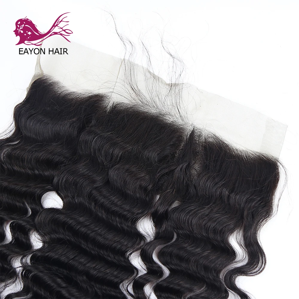 EAYON HAIR Brazilian Deep Wave 13x4 Lace Frontal Closure 100% Remy Human Hair For Women High-end French Lace Color Free Part