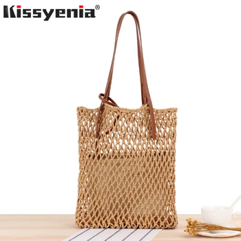 

Kissyenia INS Women Bags Straw Beach Bags Bohemia 100% Handmade Bag Woven Handbag Wicker Knitted Summer Bag for Holiday KS1333
