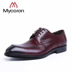 MYCORON мужские ботинки итальянские кожаные оксфорды острый носок официальная обувь Высокое качество дизайнер мужской Свадебная Calzado Hombre