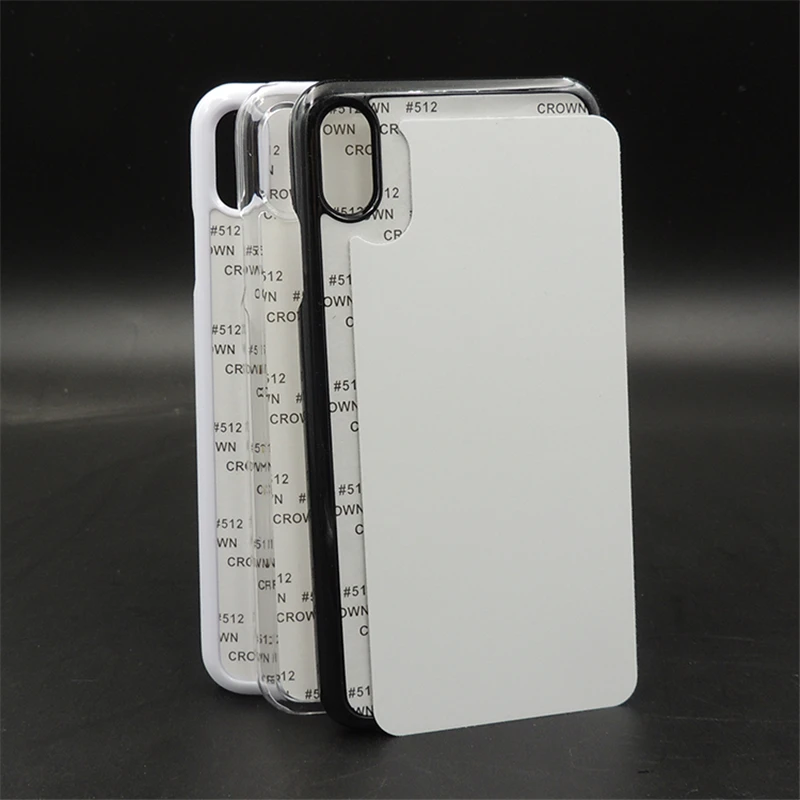 

10pcs Customerized 2D Sublimation Blank Plastic Case Hard Cover For iPhone X Xs Xs max XR aluminium plate insert Heat Transfer