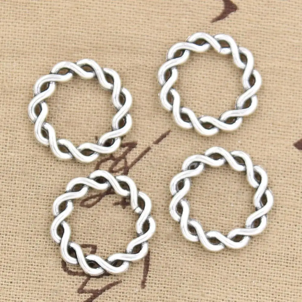 

8pcs Charms woven circle wreath 20x20mm Antique Making pendant fit,Vintage Tibetan Silver,DIY bracelet necklace
