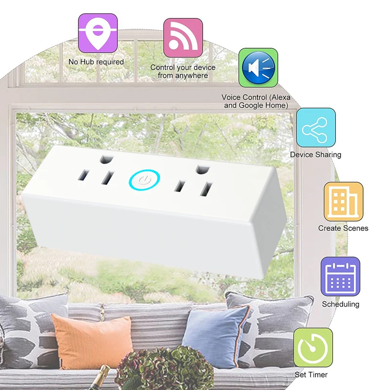 

One-and-two US Socket WiFi Smart Socket US Plug 15A Surge Protection Remote Control Outlet For android For IOS