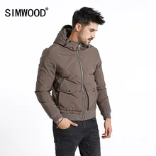 Мужская зимняя пуховая куртка SIMWOOD, короткий пуховик с капюшоном на утином пухе, повседневная приталенная парка, 180602
