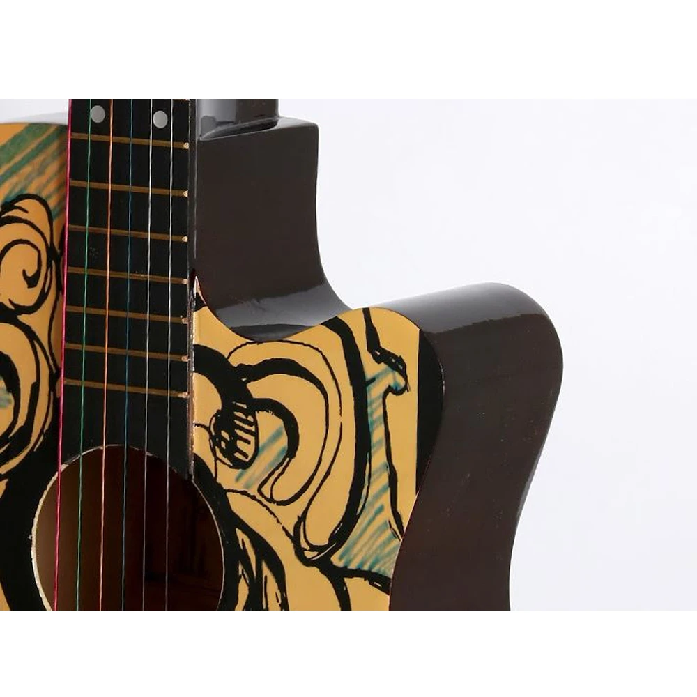 38 inch Folk Guitar Color Painted Graffiti Skull Basswood 6 String Guitarra Beginner Home-schooling Guitar Accessories AGT19
