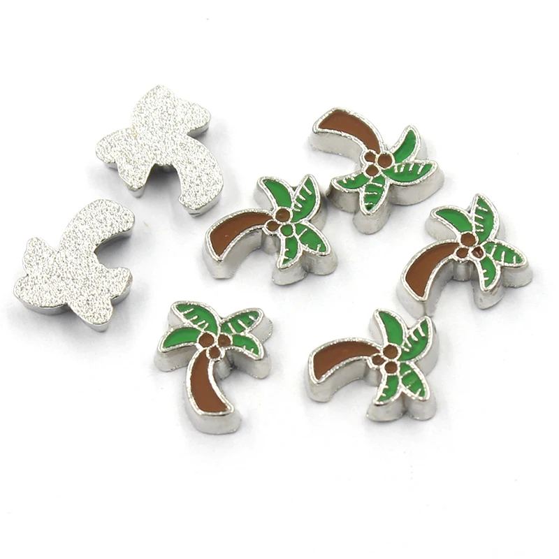 

20pcs/lot new design coconut palm trees floating living memory locket Charms