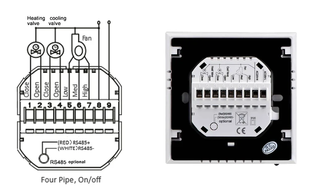 HESSWAY TUYA APP smart fan coil wifi термостат 24VAC для 4 труб 2 трубы температура отопления охлаждения