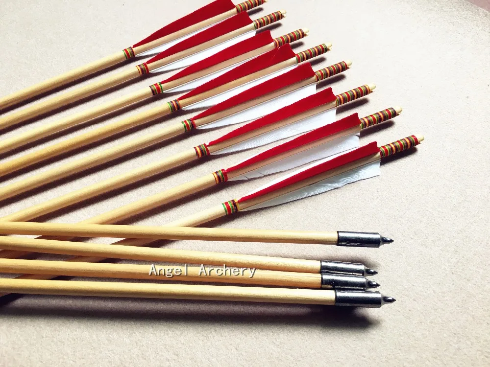 12PCS PURE handmade Wooden Arrow Longbow Arrows for hunting&shooting 28