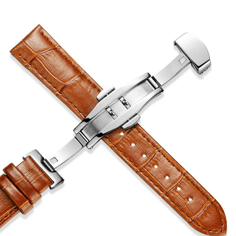 Genuine Leather Watchband Butterfly clasp Watch Band Strap for Casio IWC Breguet 14mm 16mm 18mm 20mm 22mm 24mm