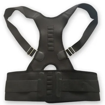 Black Neoprene Magnetic Posture Corrector Bad Back Lumbar Shoulder Support Back Pain Brace Band Belt Unisex Comfortable Wear
