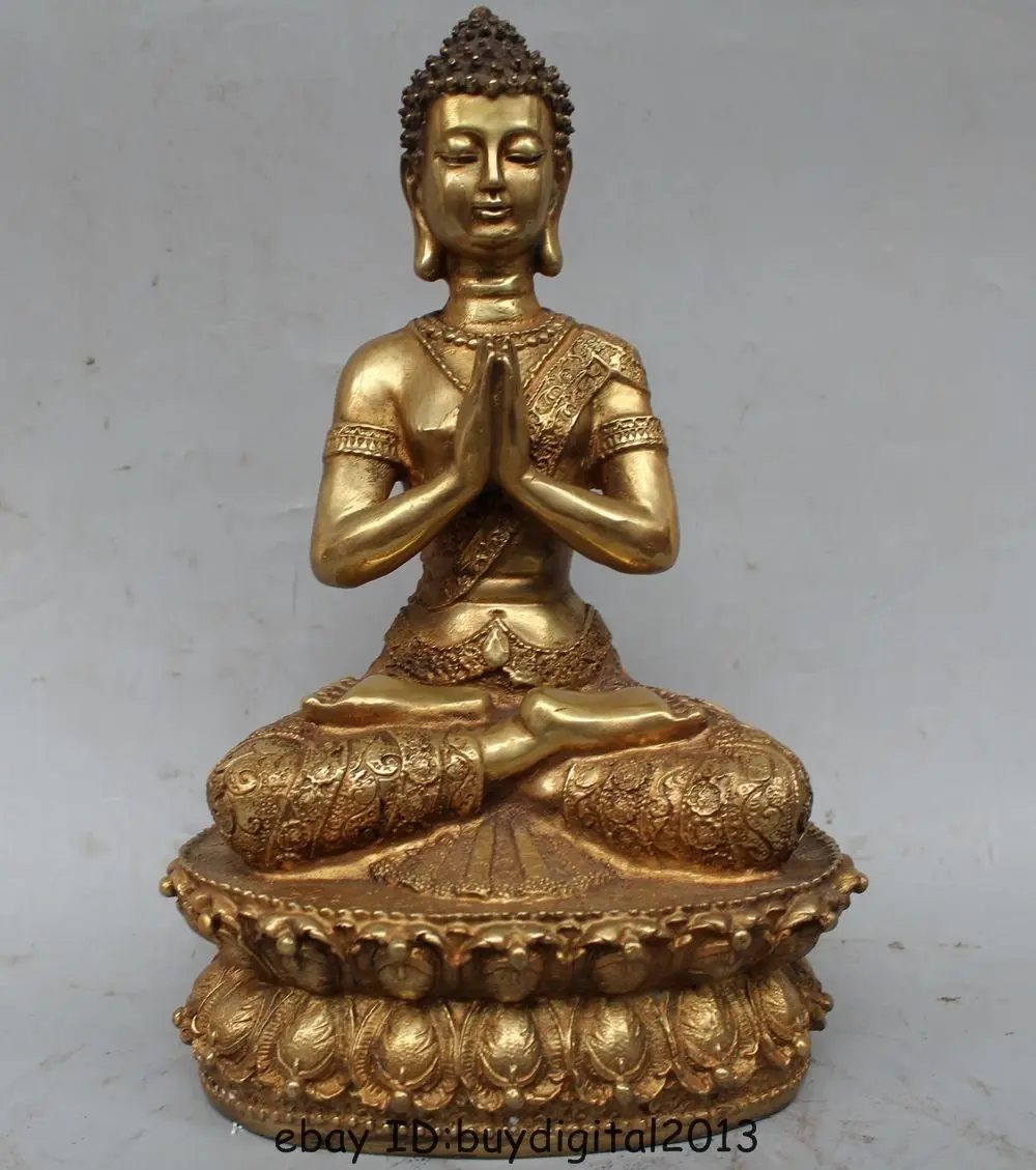 

DS 13" Tibet Buddhism Bronze Gild Sakyamuni Shakyamuni Amitabha Buddha Statue