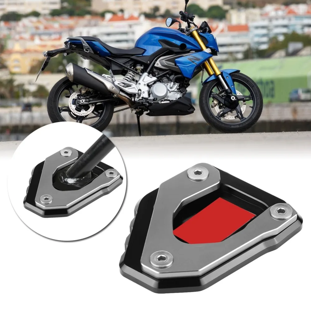 

Motorcycle CNC Stainless Steel + Aluminum Kickstand Side Stand Enlarger Extension Non-slip Pad Plate for BMW G310R 2016-2018