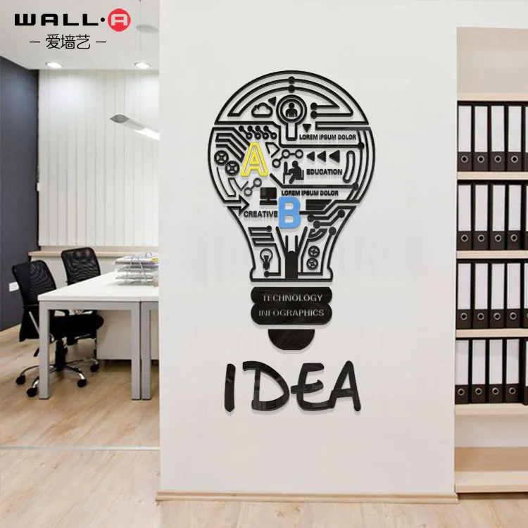 

Wall-A Creative Idea bulb Acrylic 3d wall stickers Company Team living room bedroom sofa home decor