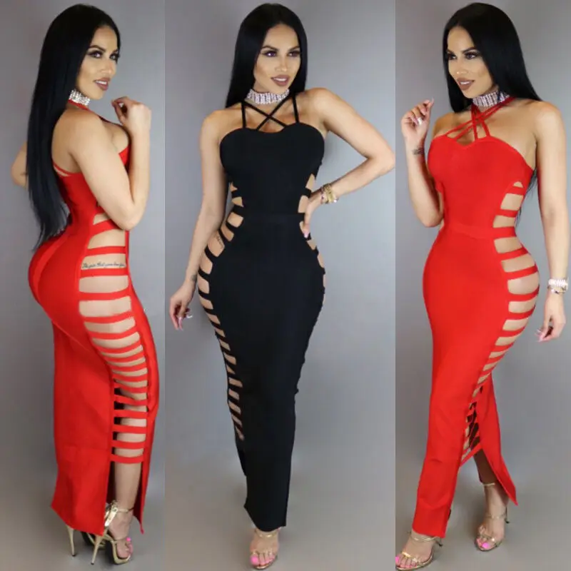 

Summer Sexy Women Dress Bodycon Bandage Hollow Out Sleeveless Party Club Dress